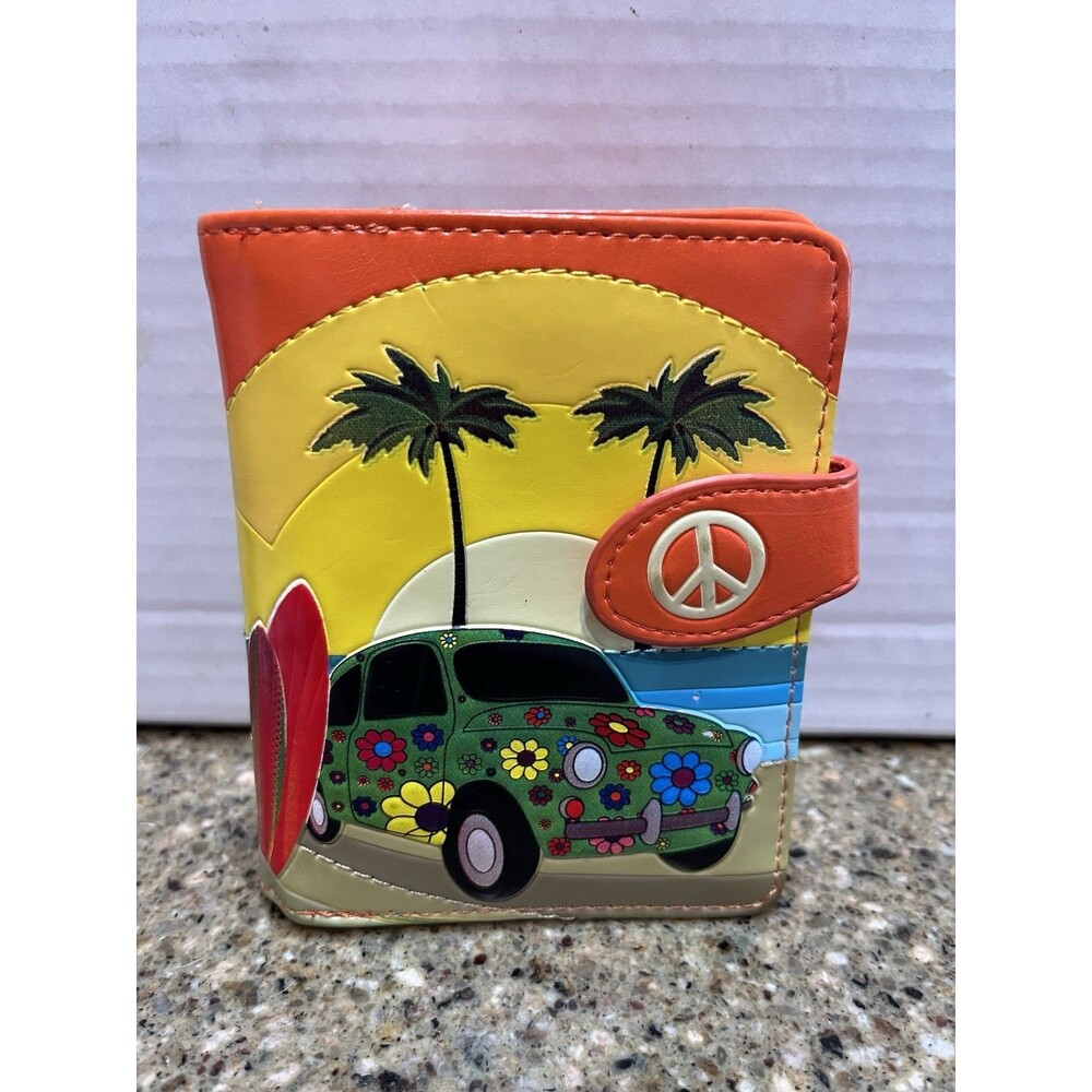 Shag Wear Wallet Beach Theme  With VW Beetle With Flowers